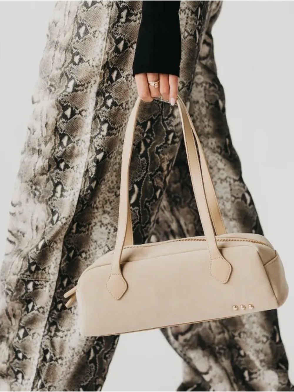 Vintage Cream Shoulder Bag with Double Straps